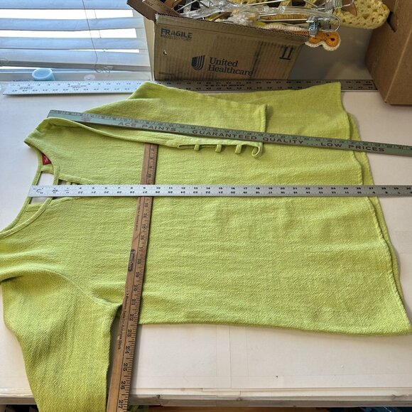 Womens Lime Green Pant Set Cotton Toofan Wide Leg Large Weave Pockets Resort - Picture 6 of 16